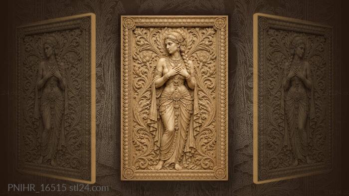 Elegant woman among lotus blossoms 3d STL model