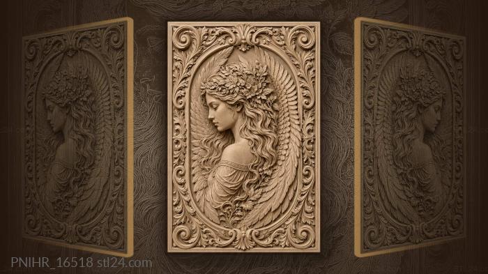 Feathered wings and leafy crown 3d STL model