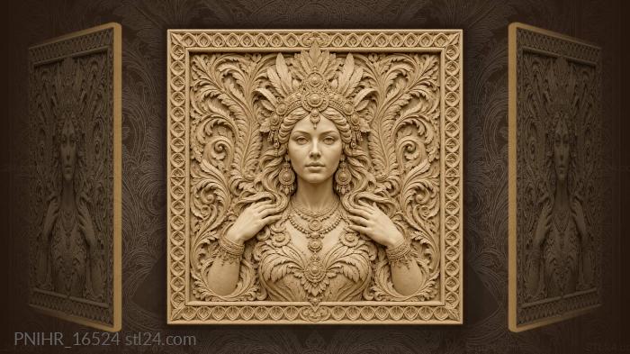 Feathered headdress with circular ornaments 3d STL model