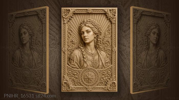 Beautiful woman with braided hair 3d STL model