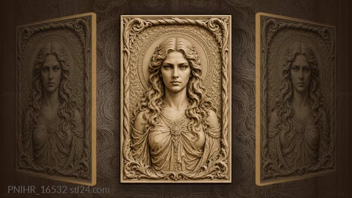 Long haired woman with a halo 3d STL model
