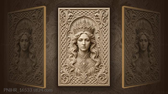 Jewelled collar beneath a crown silhouette 3d STL model