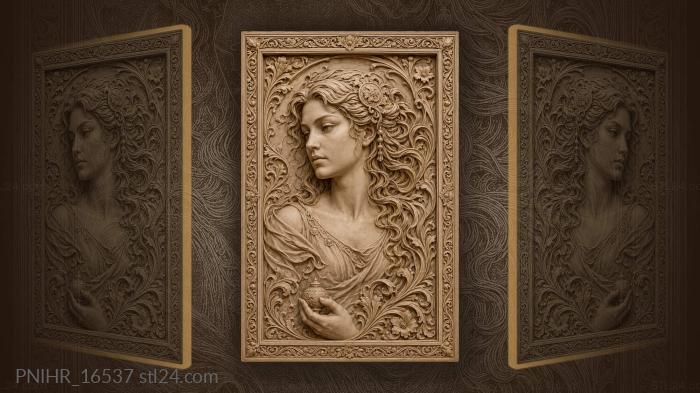 Flowing locks above a hand holding a gift 3d STL model