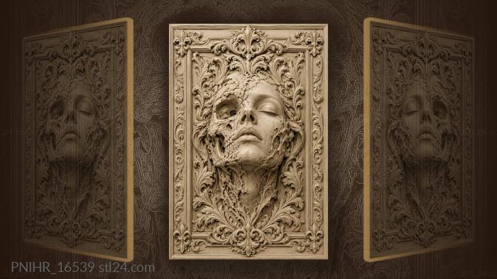 Face emerging from a skull 3d STL model