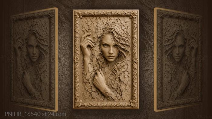 Woman emerging from textured earth 3d STL model