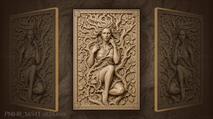 Hair turning into branches and leaves 3d STL model