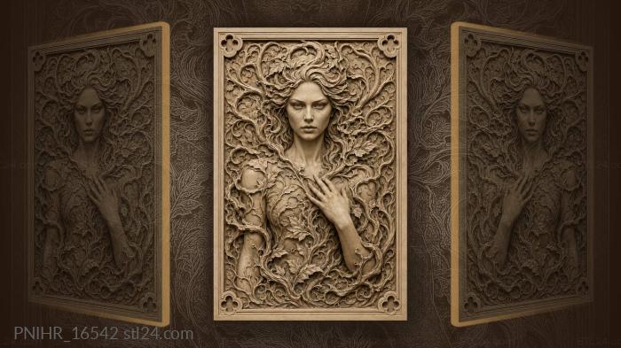 Woman among swirling branches roots 3d STL model