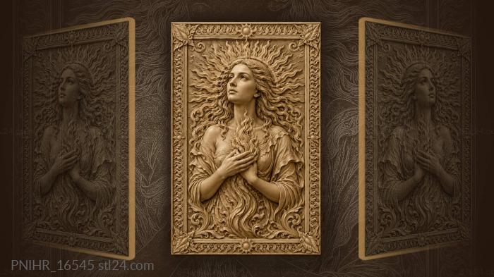 Woman holding a flame to chest 3d STL model