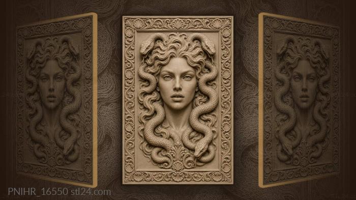 Two snakes coiling around her shoulders 3d STL model