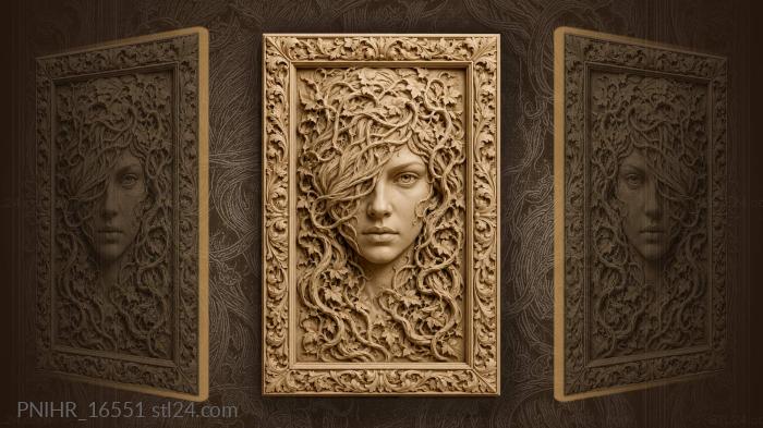 Woman with floral vine hair 3d STL model