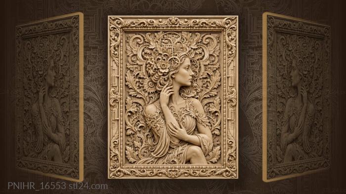 Floral woman with gear details 3d STL model