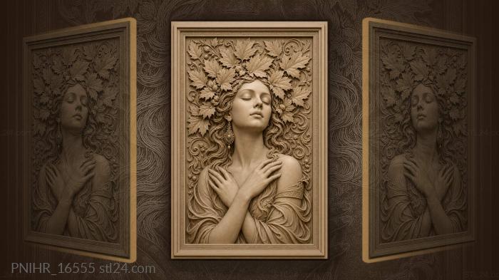 Autumn beauty serene face portrait 3d STL model