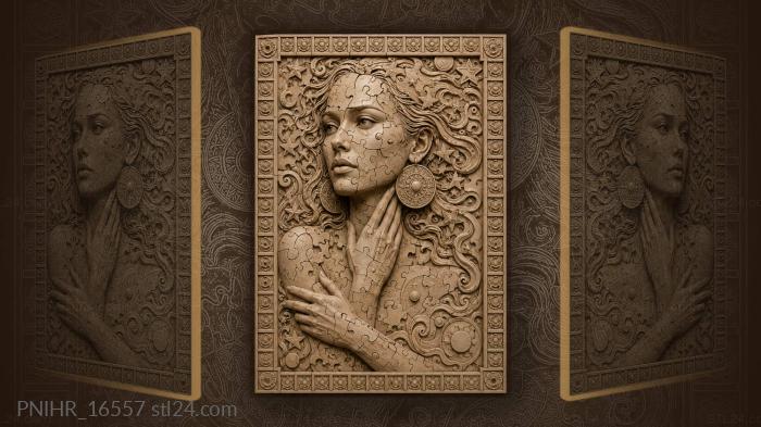 Fragmented portrait with starry details 3d STL model