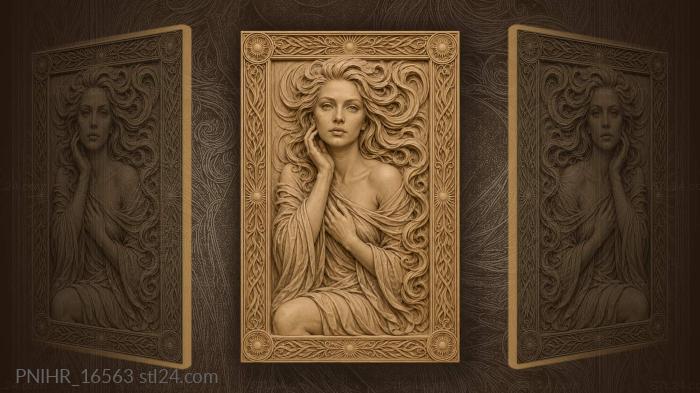 Portrait with hair like rolling waves 3d STL model