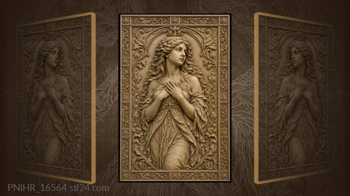 Lady with hands clasped at chest 3d STL model