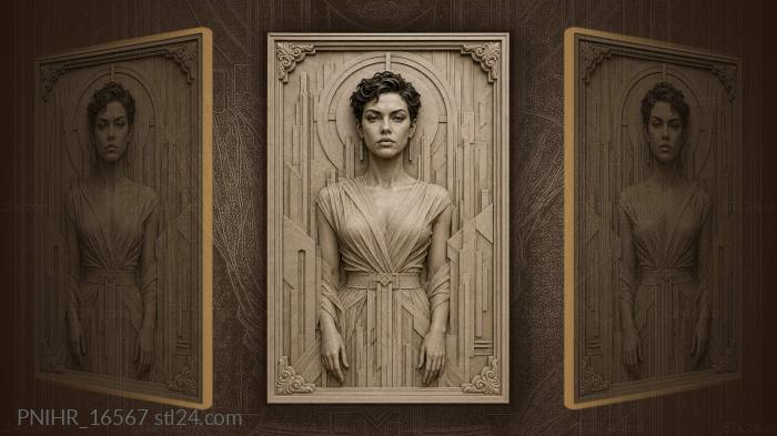 Woman amidst geometric architecture 3d STL model