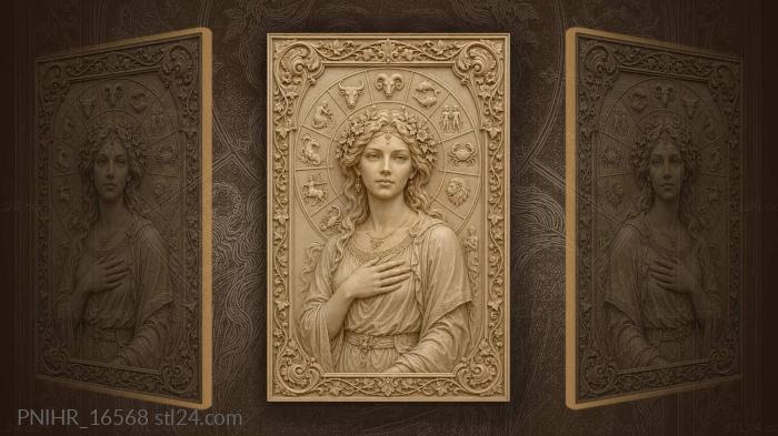 Twelve zodiac signs around her head 3d STL model