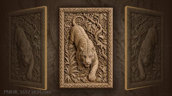 Vines wrapping the stalking tiger 3d STL model