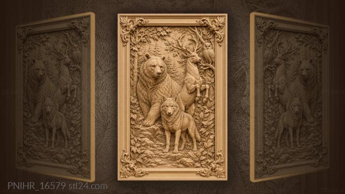 Deer rearing beside a watchful owl 3d STL model