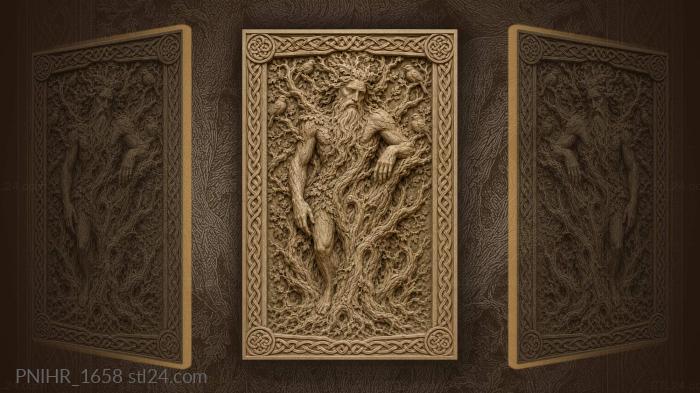 Bearded spirit with birds on branches 3d STL model