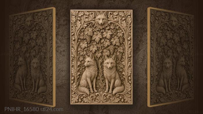 Foxes among vines and oak 3d STL model