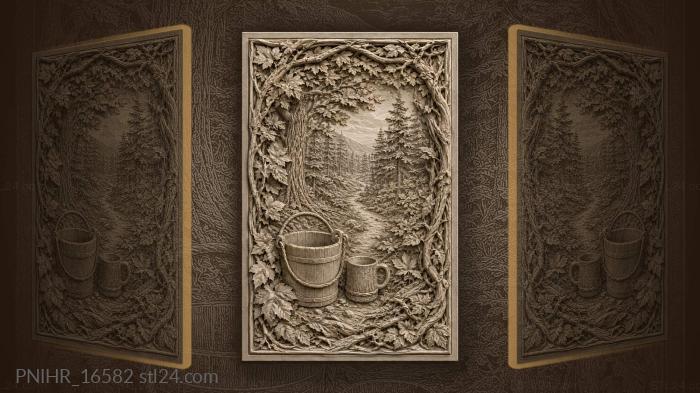 Forest path with bucket and mug 3d STL model