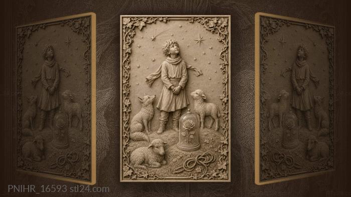Little prince with his rose and fox 3d STL model