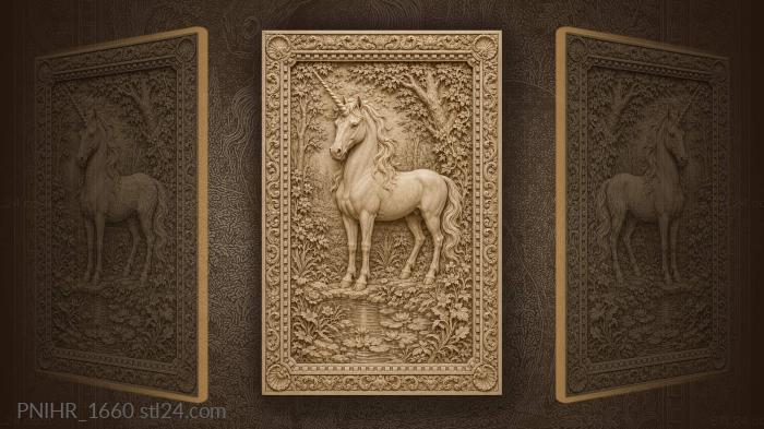 Unicorn in enchanted forest glade 3d STL model