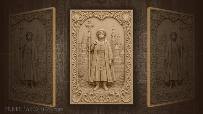 Young prince dmitry with processional cross 3d STL model