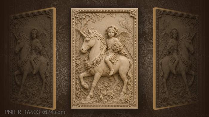 Angel and unicorn rose garland 3d STL model