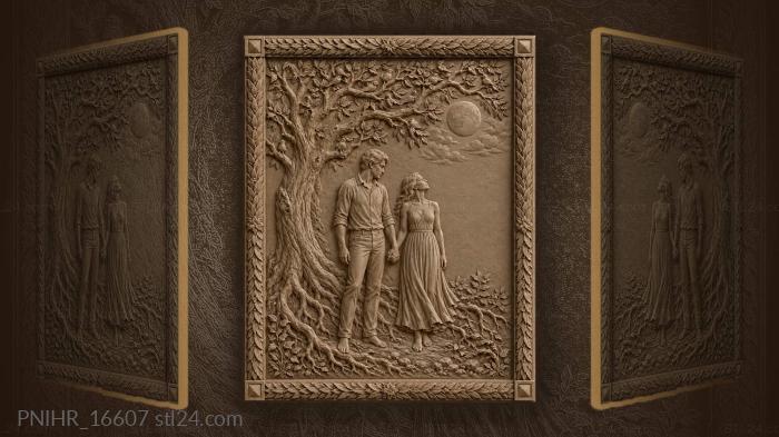 Lovers under a moonlit tree 3d STL model