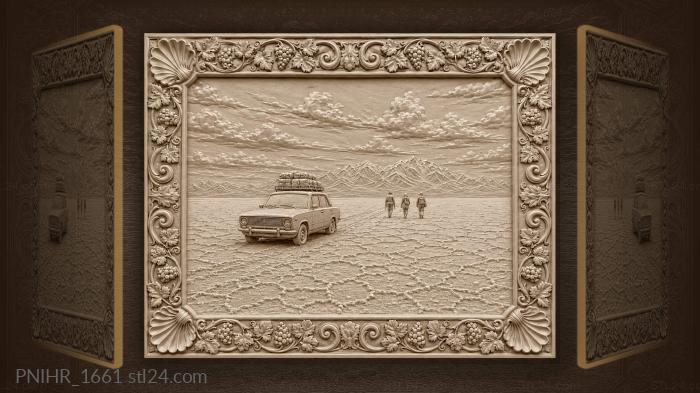 Salt flats vintage road trip 3d STL model