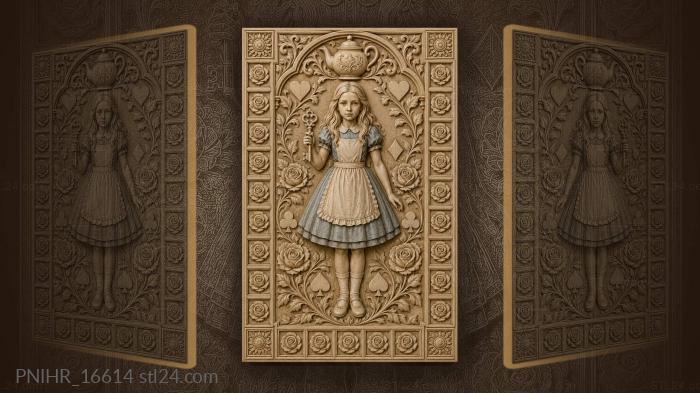 Blue dress with key and teapot · Alice 3d STL model