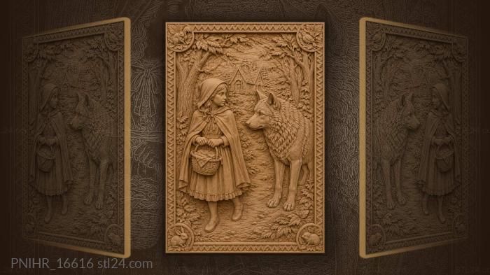 Little red riding hood and wolf 3d STL model