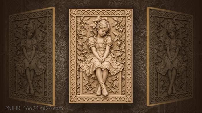 Girl with bow and berries 3d STL model