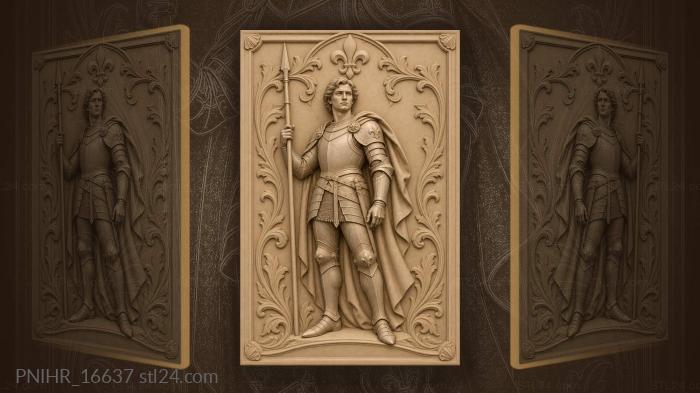 Young man in armour beneath a lily 3d STL model