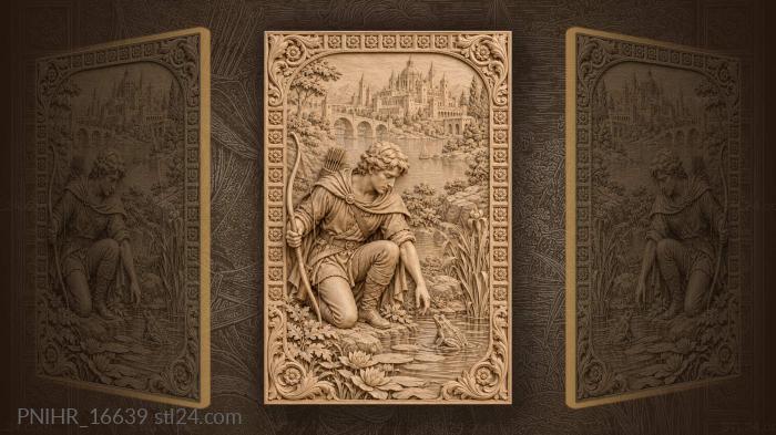 Hunter and frog by the pond 3d STL model