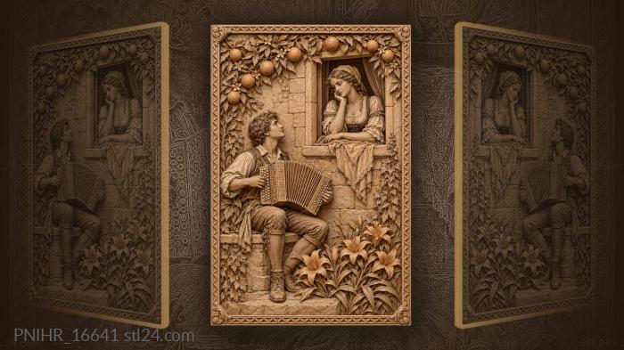 Accordion player and window maiden 3d STL model