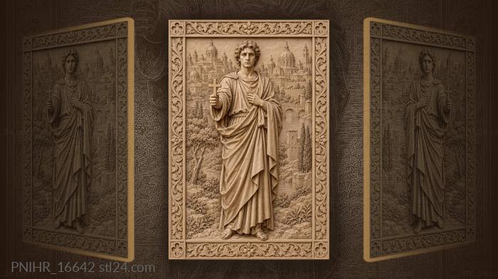 Young man with cross cityscape 3d STL model