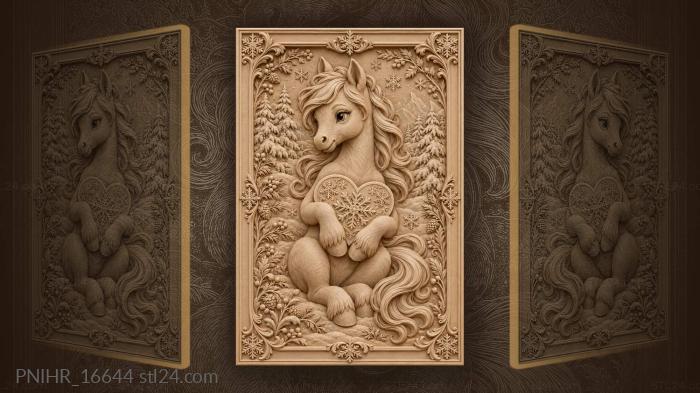 Pony with heart and snowflakes 3d STL model