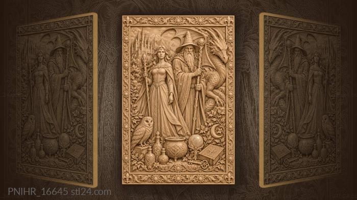 Sorceress wizard castle and dragon 3d STL model