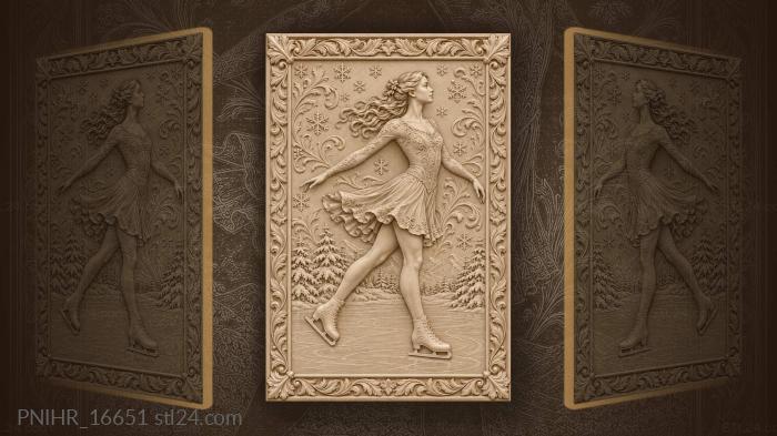 Winter skater with floral frame 3d STL model