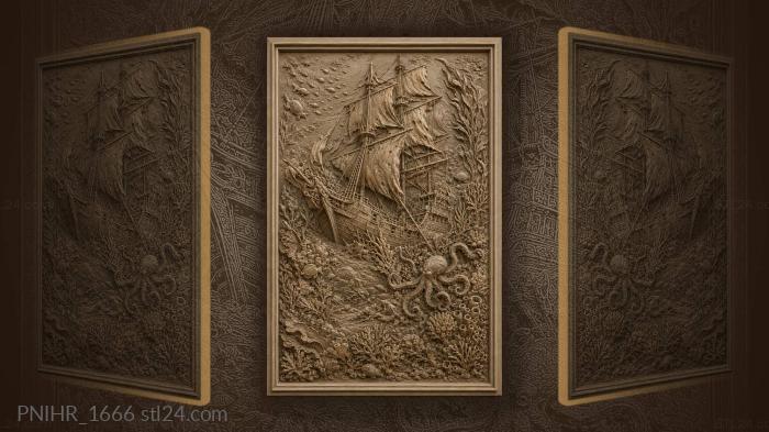Sunken ship coral seaweed adventure 3d STL model
