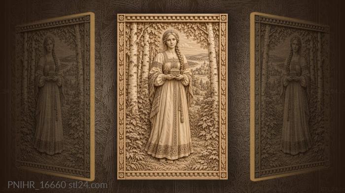 Birch grove maiden with treasure 3d STL model