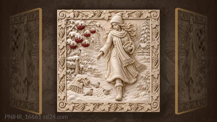 Winter maiden scattering seeds snow 3d STL model