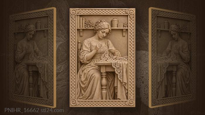 Lace maker quiet domestic scene 3d STL model