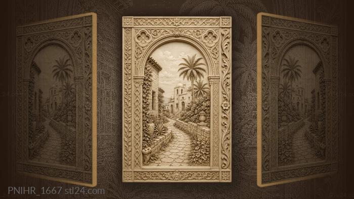 Mediterranean town with arched window 3d STL model