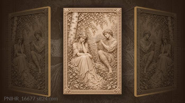 Lovers beneath blossoming birch tree 3d STL model