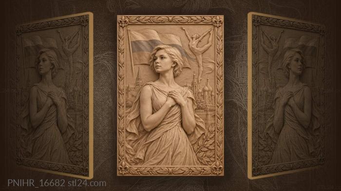 Short haired girl among many pictures 3d STL model