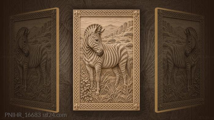 Zebra in african savanna landscape 3d STL model